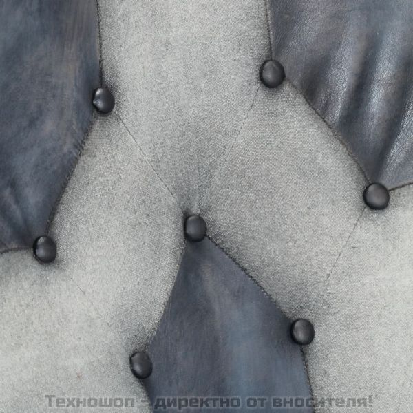 Wingback стол, сив, естествена кожа