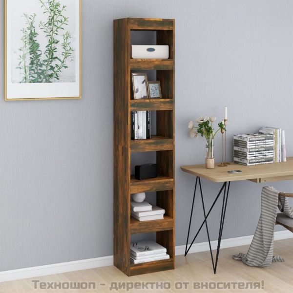 Библиотека/разделител за стая, опушен дъб, 40x30x198 см