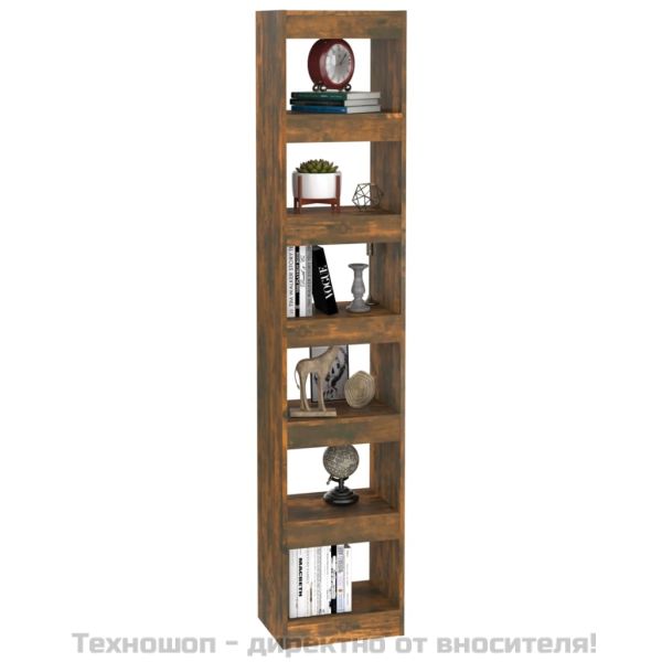 Библиотека/разделител за стая, опушен дъб, 40x30x198 см