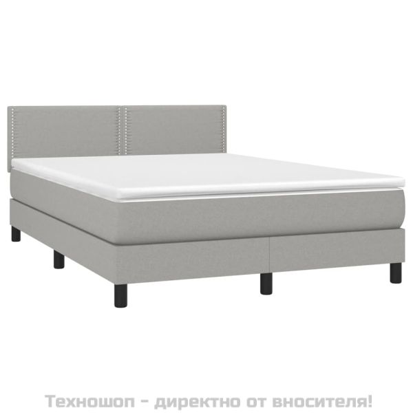 Боксспринг легло с матрак, светлосиво, 140x190 см плат
