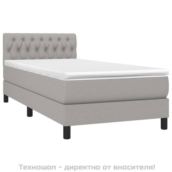 Боксспринг легло с матрак, светлосива, 90x190 см, плат