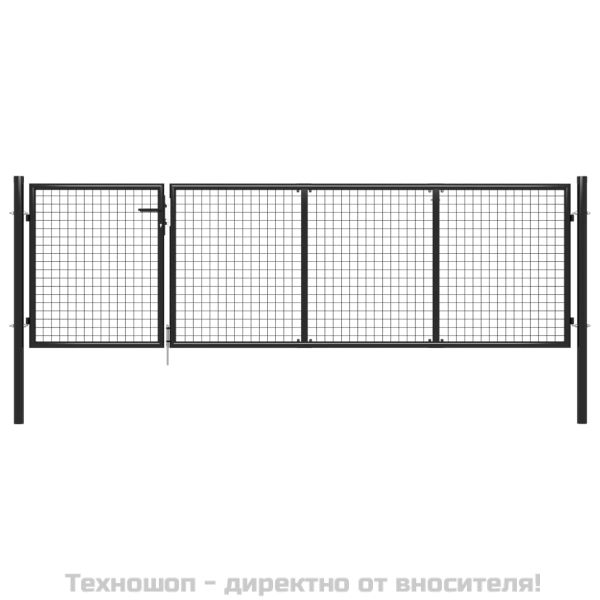 Градинска порта от стомана 350x75 см, антрацит