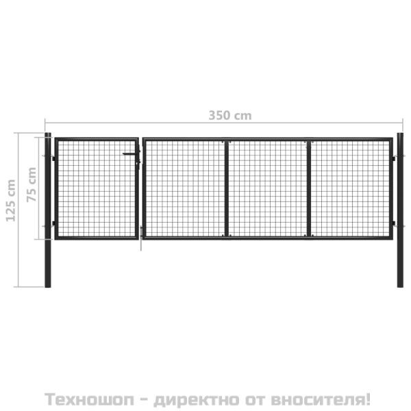 Градинска порта от стомана 350x75 см, антрацит