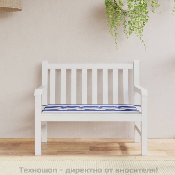 Възглавница за пейка синьо и бяло райе 100x50x4 см оксфорд плат