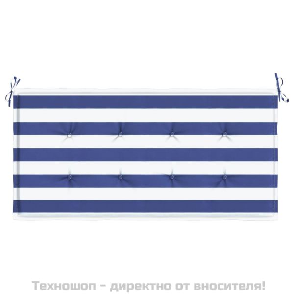 Възглавница за пейка синьо и бяло райе 100x50x4 см оксфорд плат