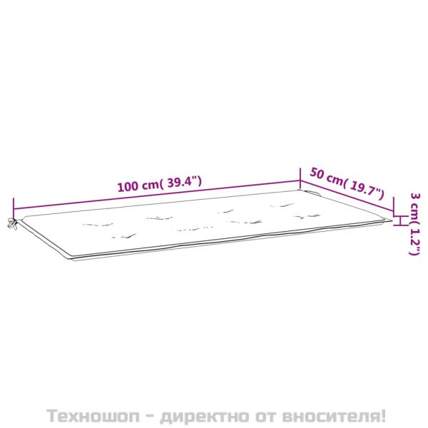 Възглавница за пейка синьо и бяло райе 100x50x4 см оксфорд плат