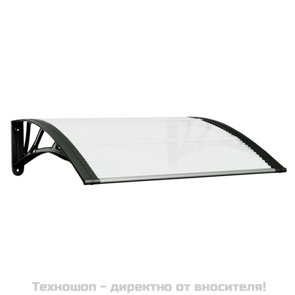 Навес за врата, черно и прозрачно, 80x75 см, поликарбонат