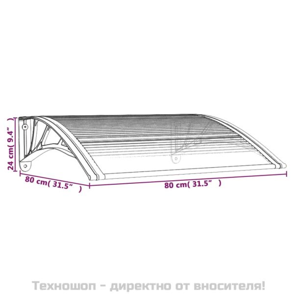Навес за врата, черно и прозрачно, 80x75 см, поликарбонат