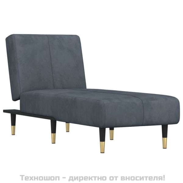 Кушетка, тъмносива, кадифе