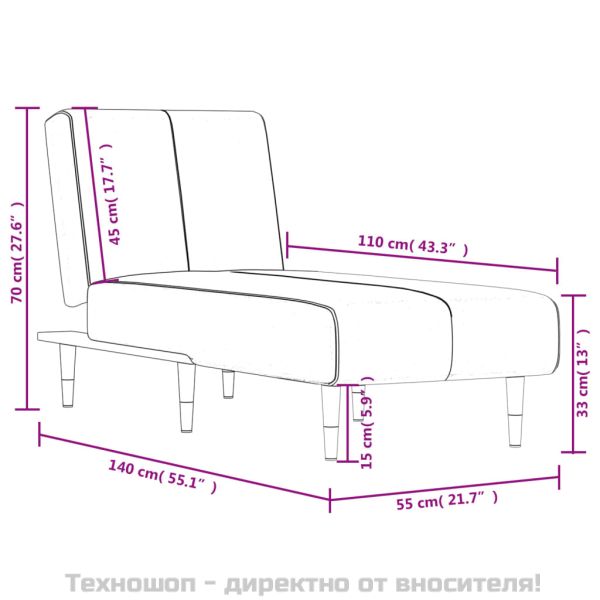 Кушетка, тъмносива, кадифе