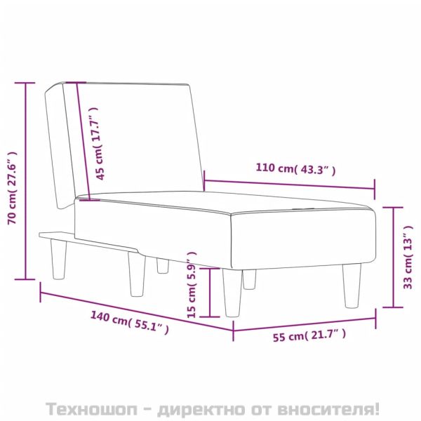 Кушетка, светлосива, текстил