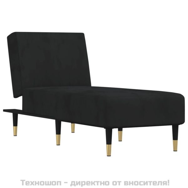 Кушетка, черна, кадифе