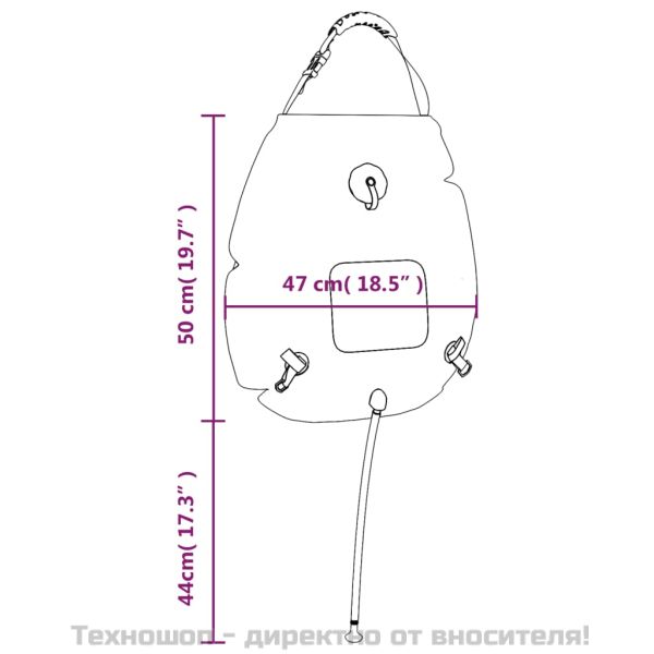 Къмпинг чанта за душ синя 20 л PVC