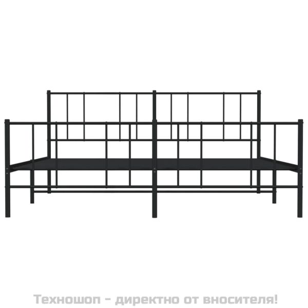 Метална рамка за легло с горна и долна табла, черна, 183x213 см