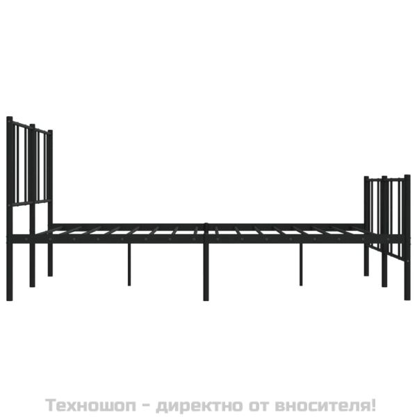 Метална рамка за легло с горна и долна табла, черна, 183x213 см