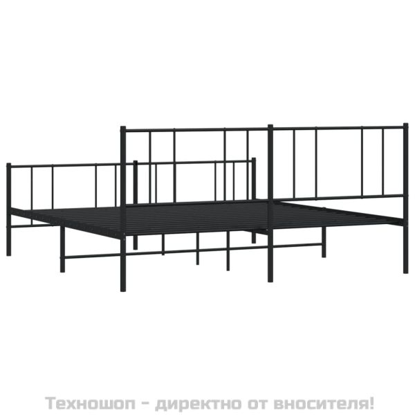 Метална рамка за легло с горна и долна табла, черна, 183x213 см