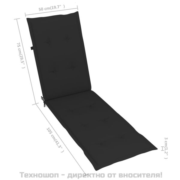 Градински шезлонг подложка за крака и възглавница акация масив