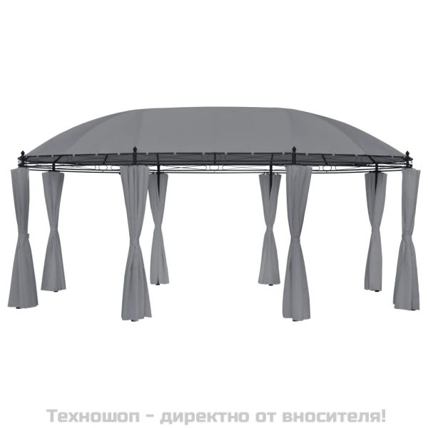 Градинска шатра със завеси, 520x349x255 см, антрацит
