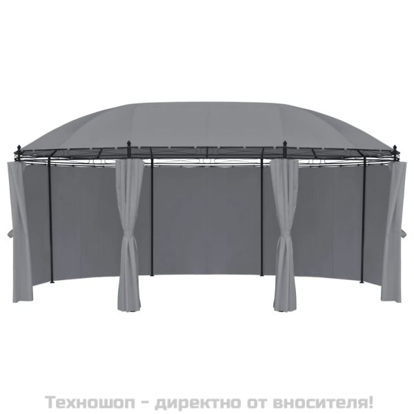 Градинска шатра със завеси, 520x349x255 см, антрацит