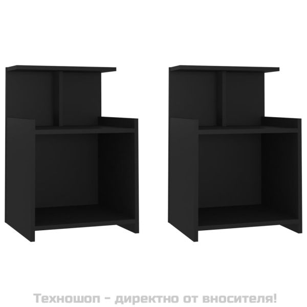 Нощни шкафчета, 2 бр, черни, 40x35x60 см, инженерно дърво