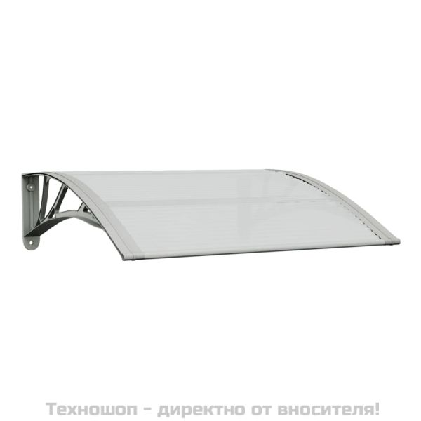 Сенник за врата, сив и прозрачен, 80x75 см, поликарбонат