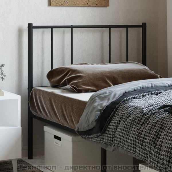 Метална резервна табла за легло, черна, 90 см