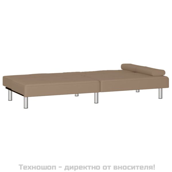 Разтегателен диван с поставки за чаши капучино изкуствена кожа