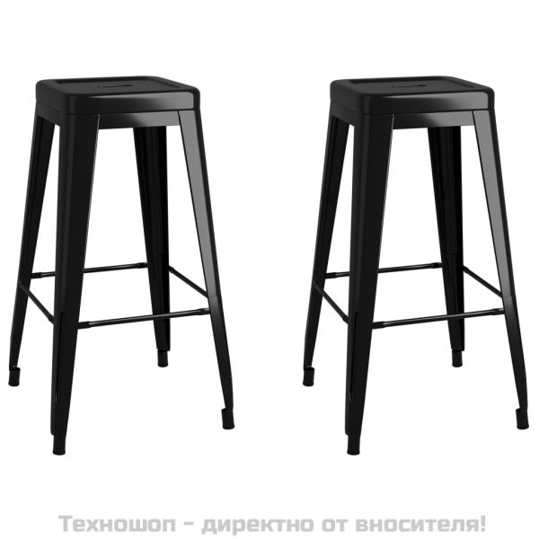 Бар табуретки, 2 бр, черни, метал