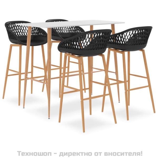 Бар комплект от 5 части, бяло и черно