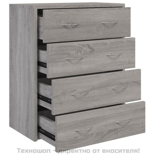 Сайдборд с 4 чекмеджета, 60x30,5x71 см, сив сонома