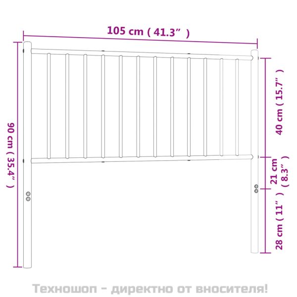 Метална резервна табла за легло, черна, 100 см