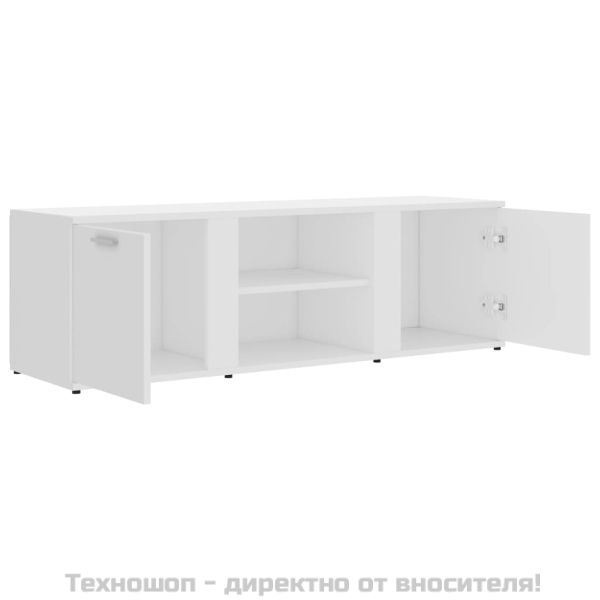 ТВ шкаф, бял, 120x34x37 см, инженерно дърво