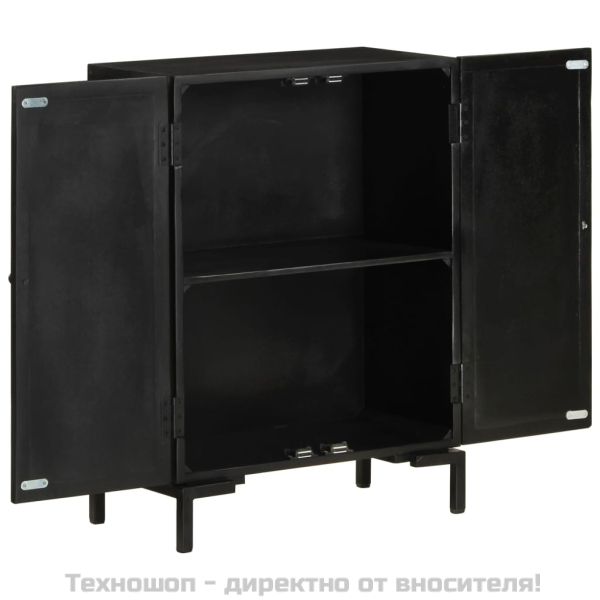 Бюфет, черен, 55x30x77 см, мангово дърво масив и желязо