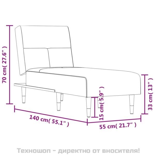 Кушетка, тъмносива, кадифе