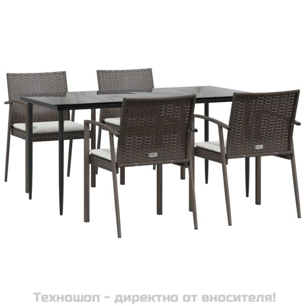 Градински комплект от 5 части с възглавници полиратан и стомана