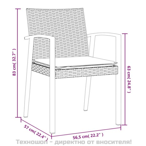 Градински комплект от 5 части с възглавници полиратан и стомана