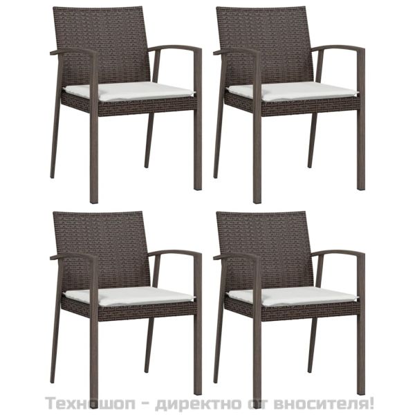 Градински комплект от 5 части с възглавници полиратан и стомана