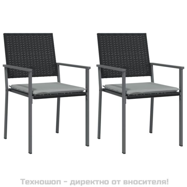 Градински комплект от 3 части с възглавници полиратан и стомана