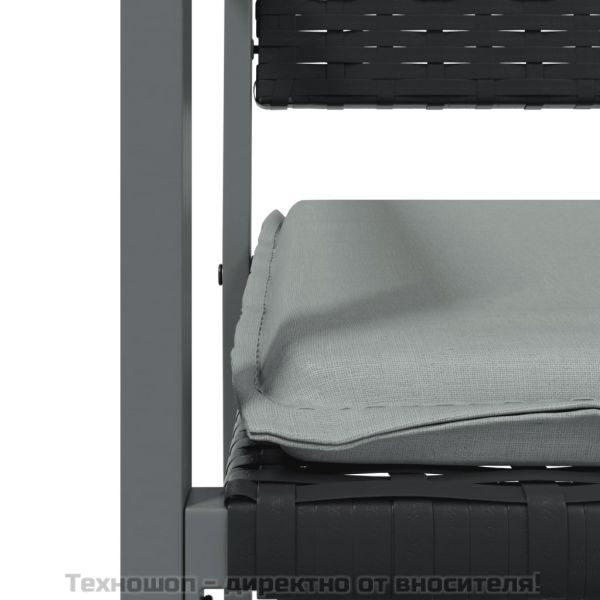 Градински комплект от 5 части с възглавници полиратан и стомана