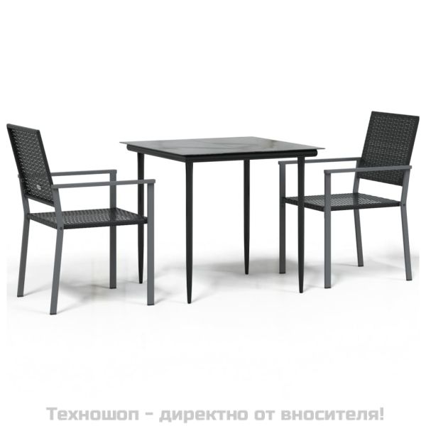 Градински трапезен комплект от 3 части полиратан и стомана