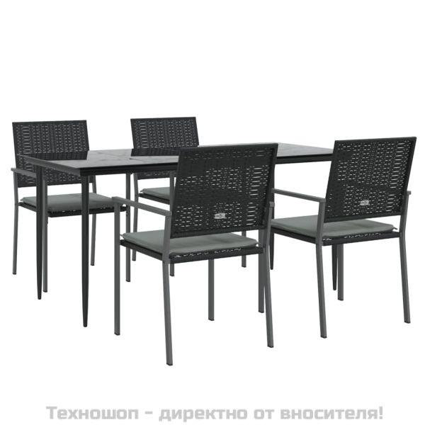 Градински комплект от 5 части с възглавници полиратан и стомана