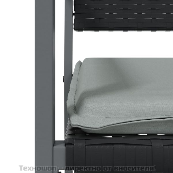 Градински комплект от 3 части с възглавници полиратан и стомана