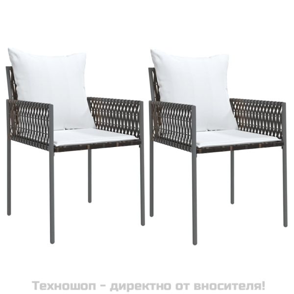 Градински комплект от 3 части с възглавници полиратан и стомана