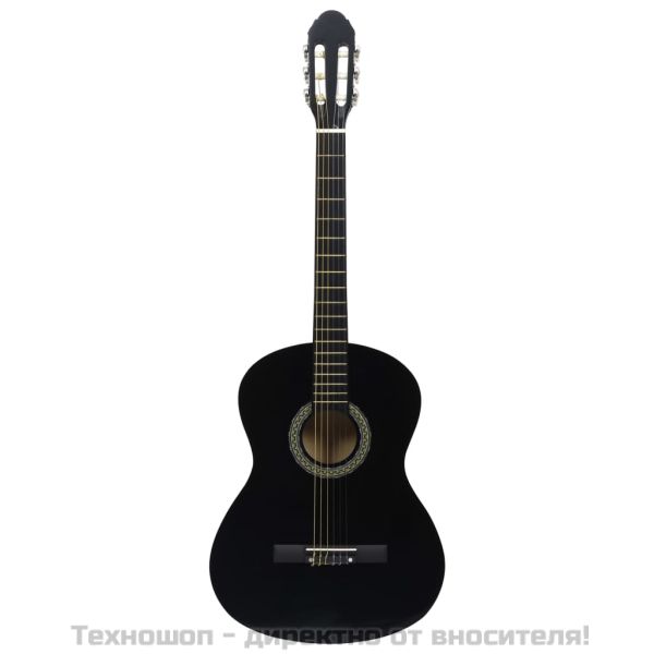 Класическа китара за начинаещи с калъф, черна, 4/4, 39"