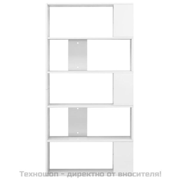 Библиотека/разделител за стая, бял гланц, 80x24x159 см