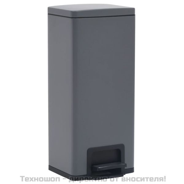 Кош за боклук с педал без пръстови отпечатъци 30 л сив инокс