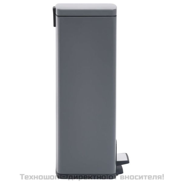 Кош за боклук с педал без пръстови отпечатъци 30 л сив инокс