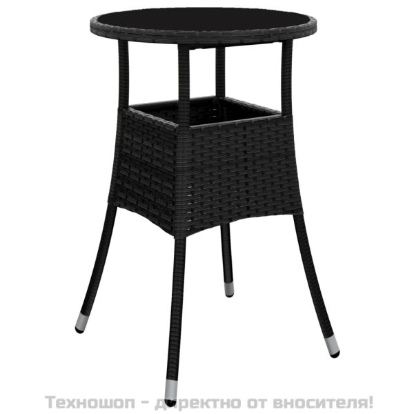 Градински бистро комплект с възглавници 5 части черен полиратан