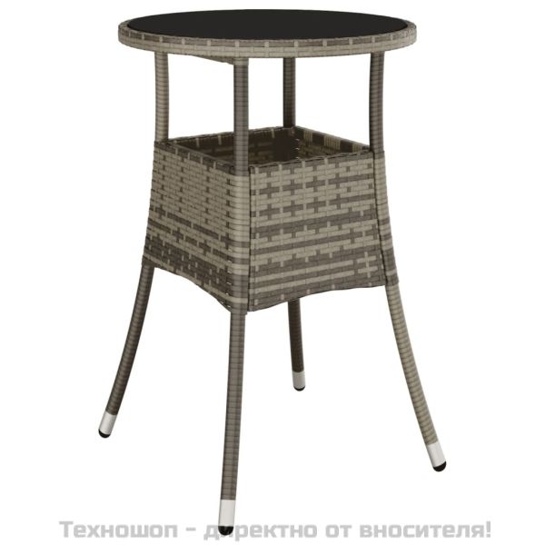 Градински бистро комплект с възглавници 5 части черен полиратан