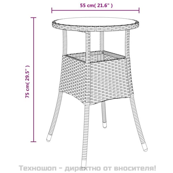Градински бистро комплект с възглавници 5 части черен полиратан